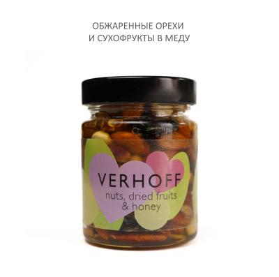 Обжаренные орехи и сухофрукты в меду